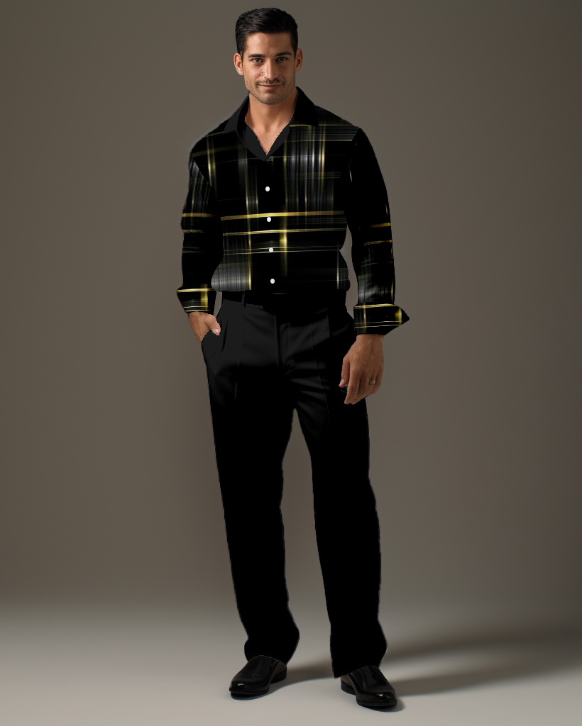 Camisa Gradient estampado de manga larga Walking Suit 529 para hombre