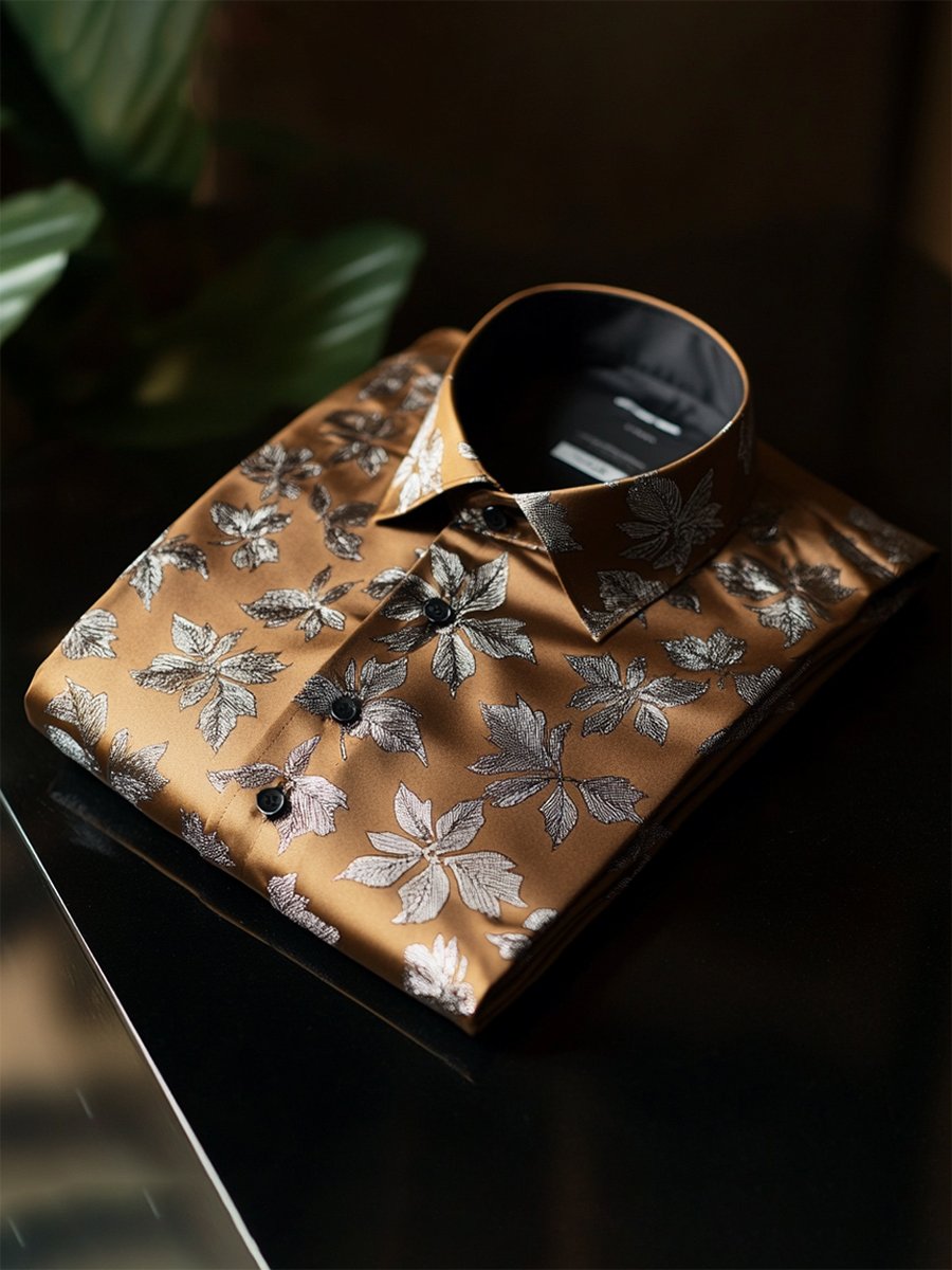 Camisa satén Luxe de manga larga con botones para hombre