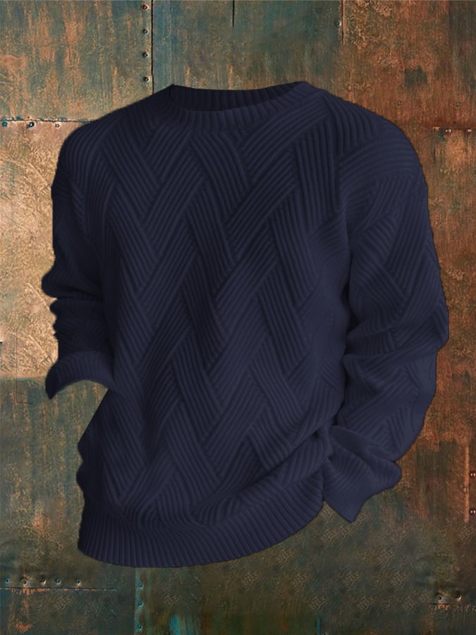 Sudadera a cuadros estampado Round Neck casual para hombre