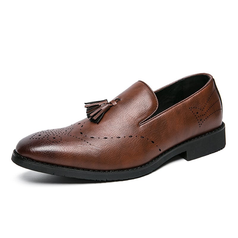 Zapatos retro casual British Carved Tassel cuero