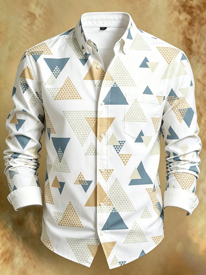 Camisa retro Abstract Art estampado Comfortable ejecutivo Style para hombre