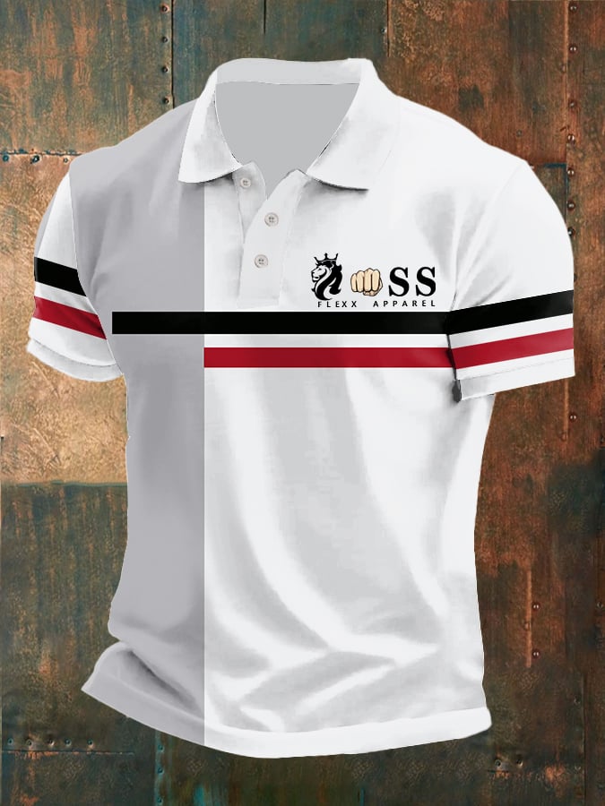 Casual retro ejecutivo Contrast Color Polo para hombre