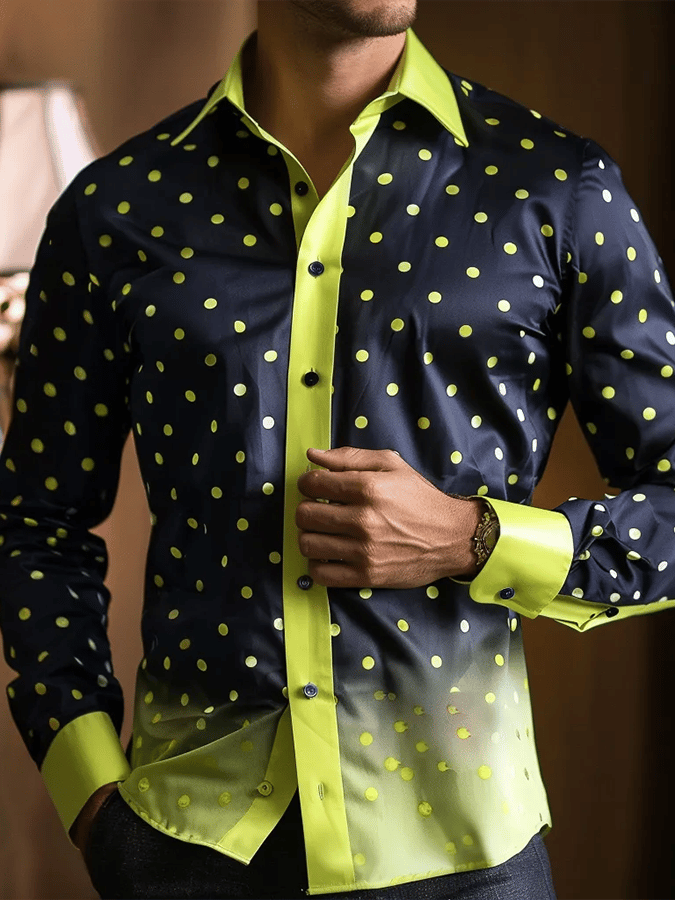 Camisa de moda ejecutivo de lujo Design estampado de manga larga para hombre