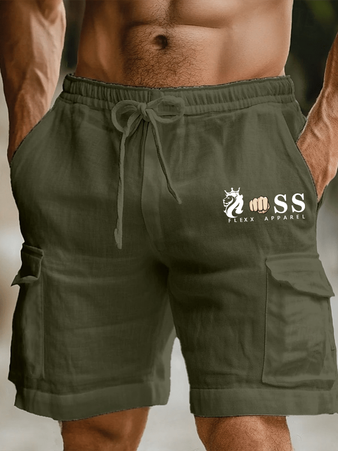 Shorts retro Letter estampado casual Cargo Bag para hombre
