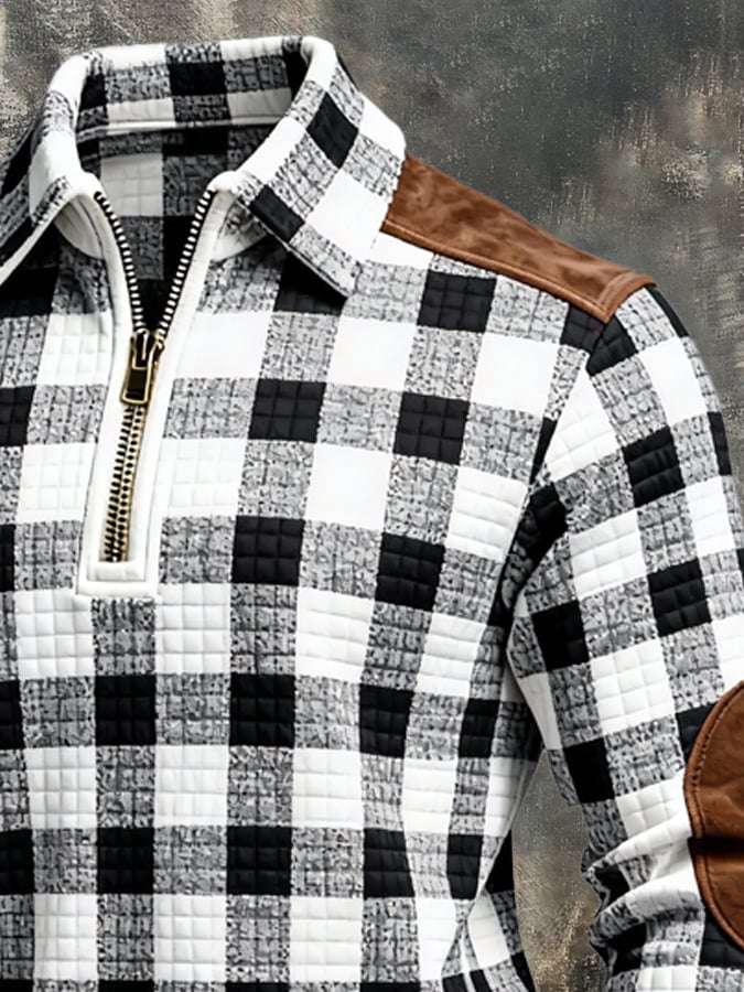 Sudadera retro en bloques de color estampado cierre para hombre