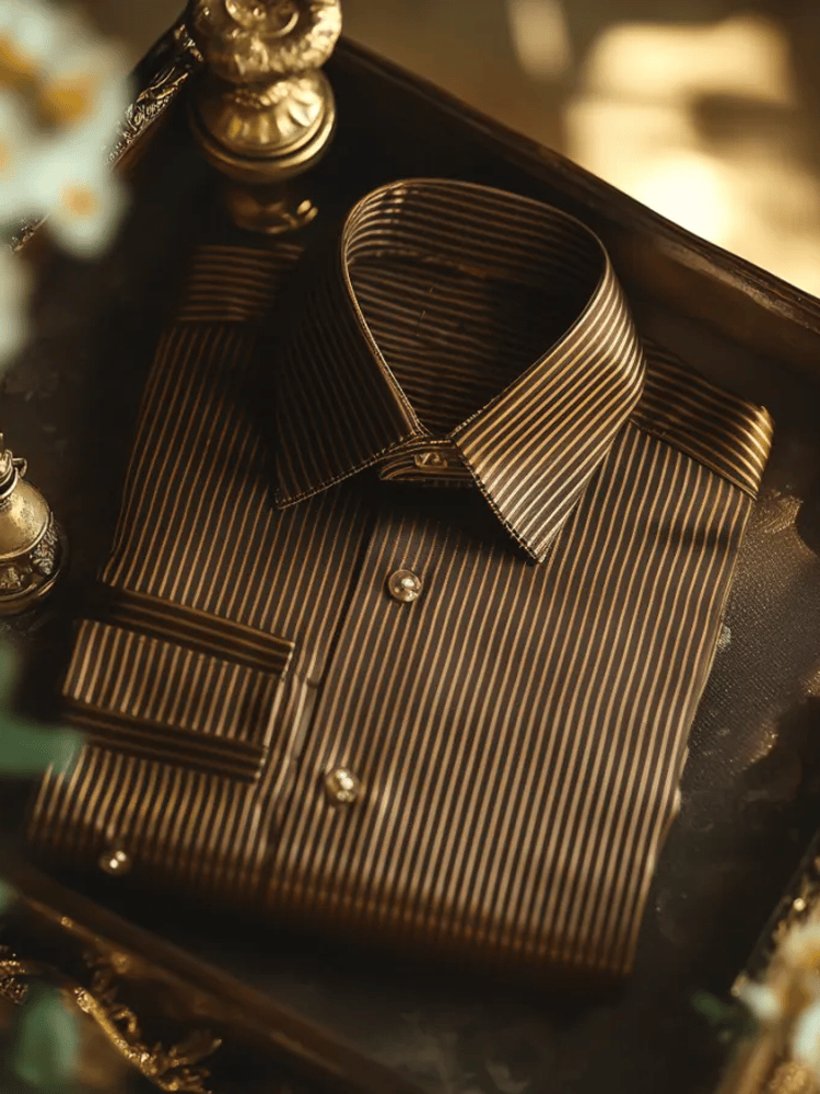 Camisa de lujo Romantic Contrast Color estampado de manga larga para hombre