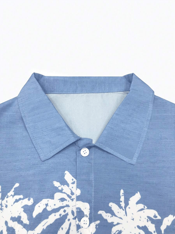 Camisa retro Hawaiian Vacation de manga corta para hombre