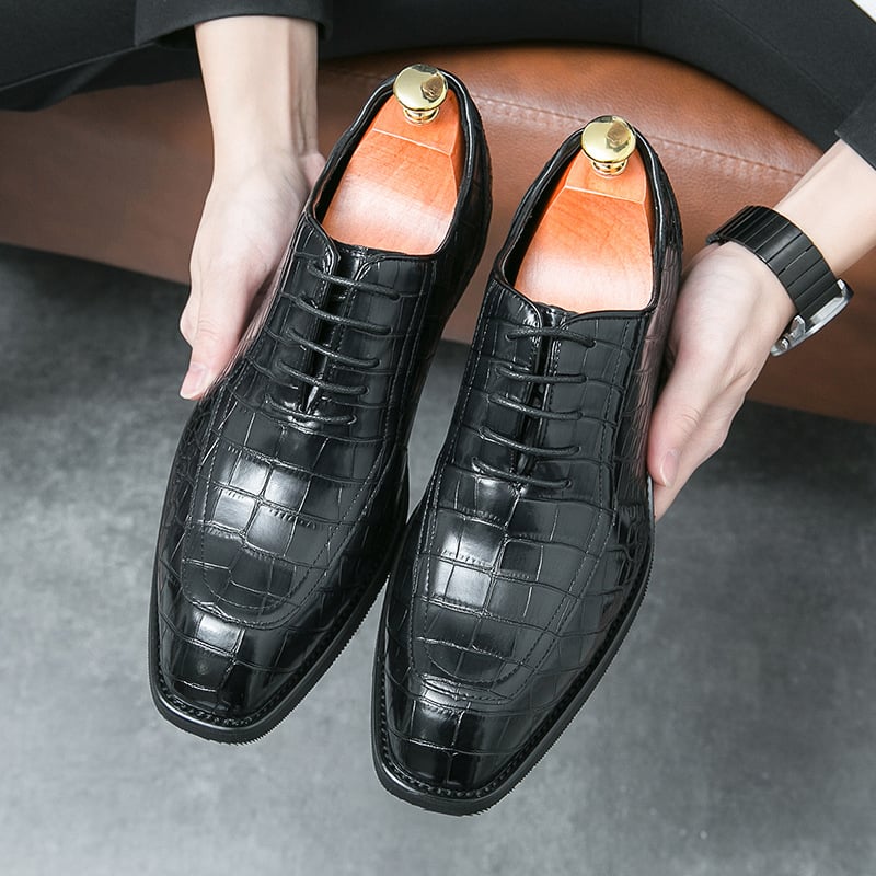 ejecutivo Lace Up Oxford zapatos para hombre Formal Square Toe Leather zapatos