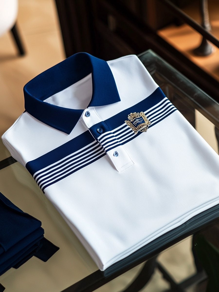 Camisa polo vintage ejecutivo de manga larga para hombre
