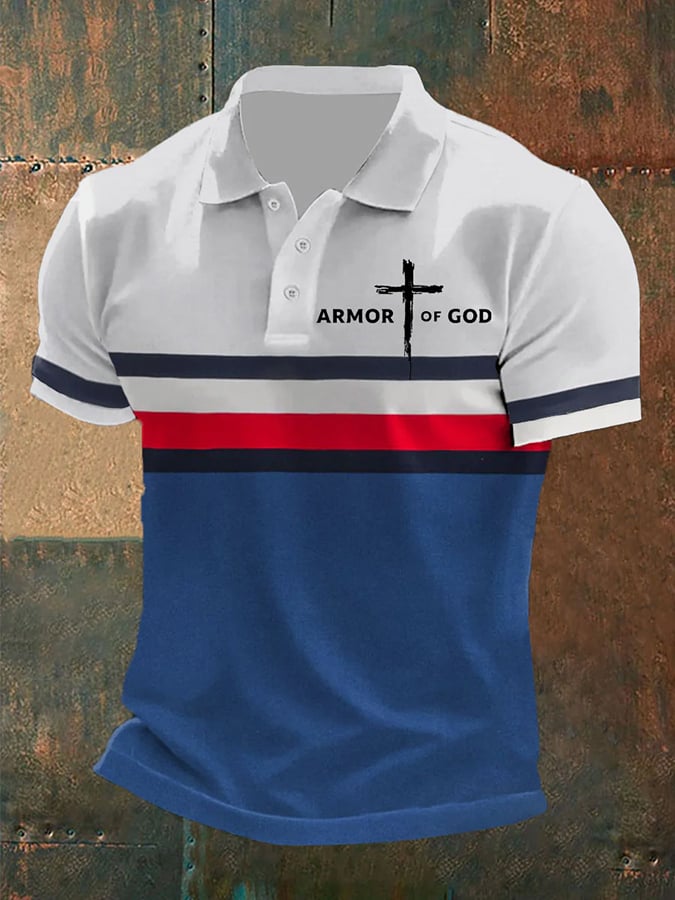 Camisa polo Armor of God estampado casual para hombre