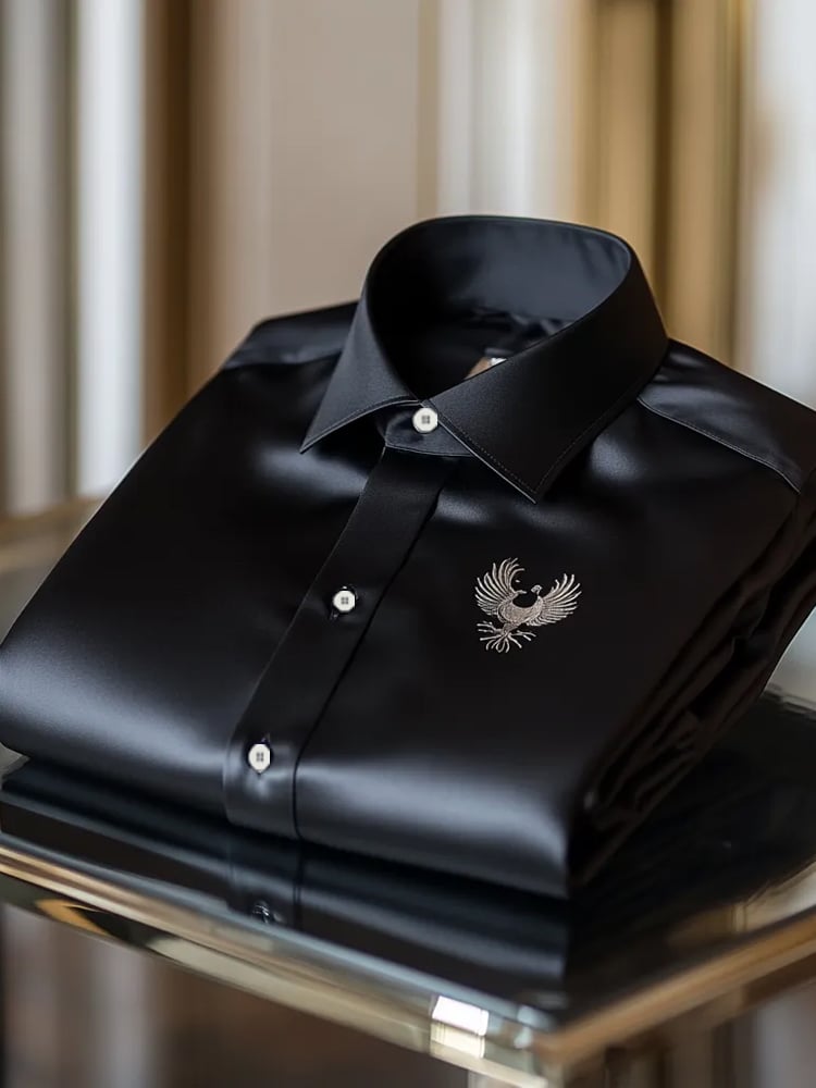 Camisa seda de lujo ejecutivo de manga larga para hombre