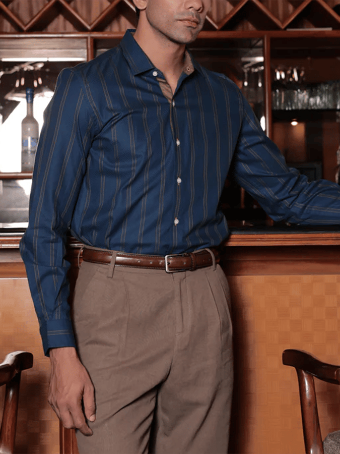 Camisa a rayas ejecutivo casual para hombre