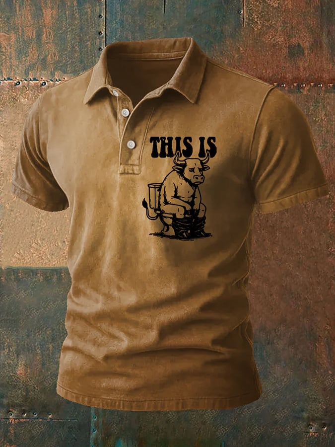 Camisa polo Western retro estampado para hombre