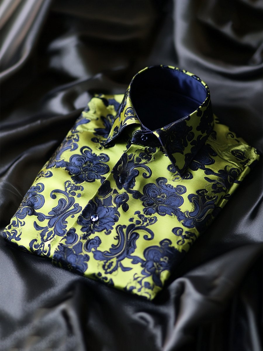 Camisa satén Luxe de manga larga con botones para hombre