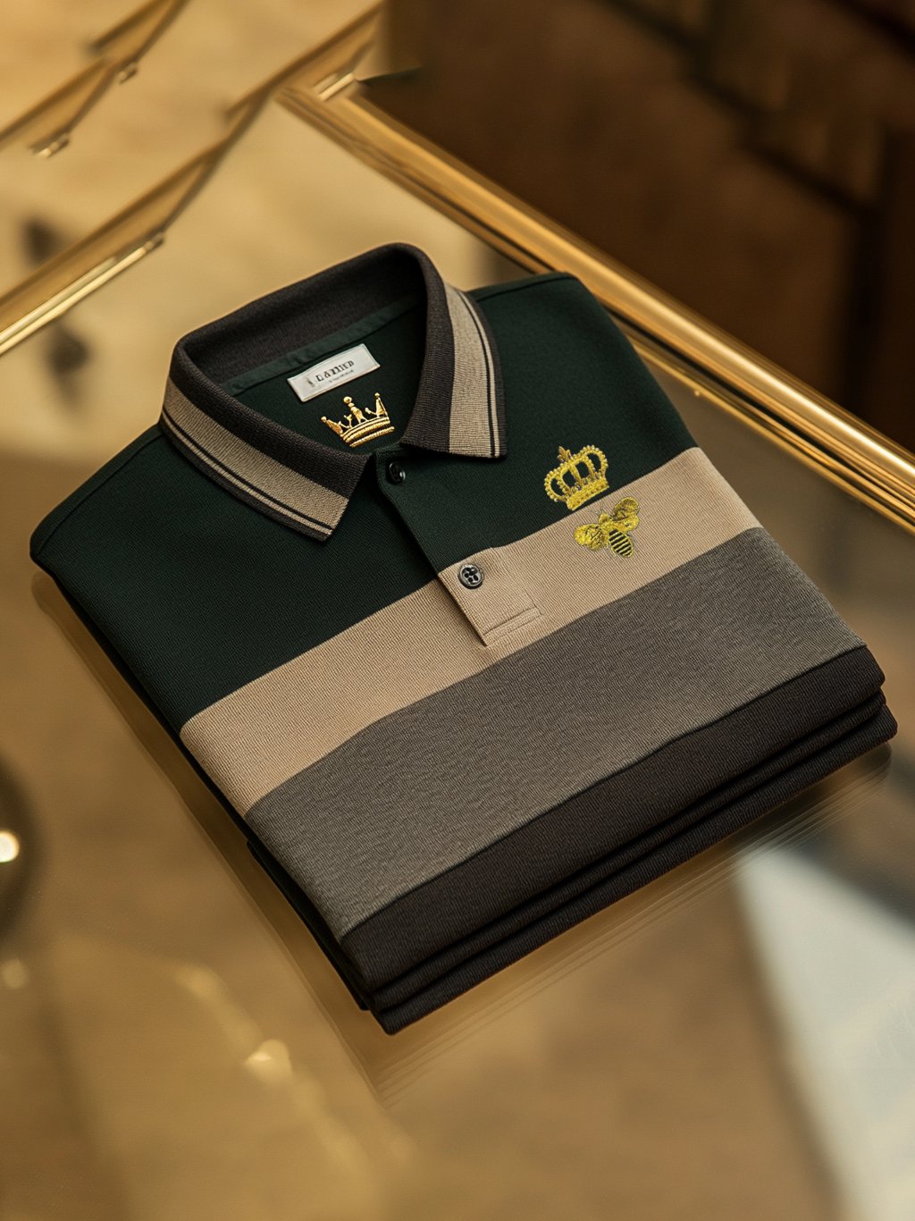 Camisa polo clásico ejecutivo Check Logo Button de manga corta para hombre