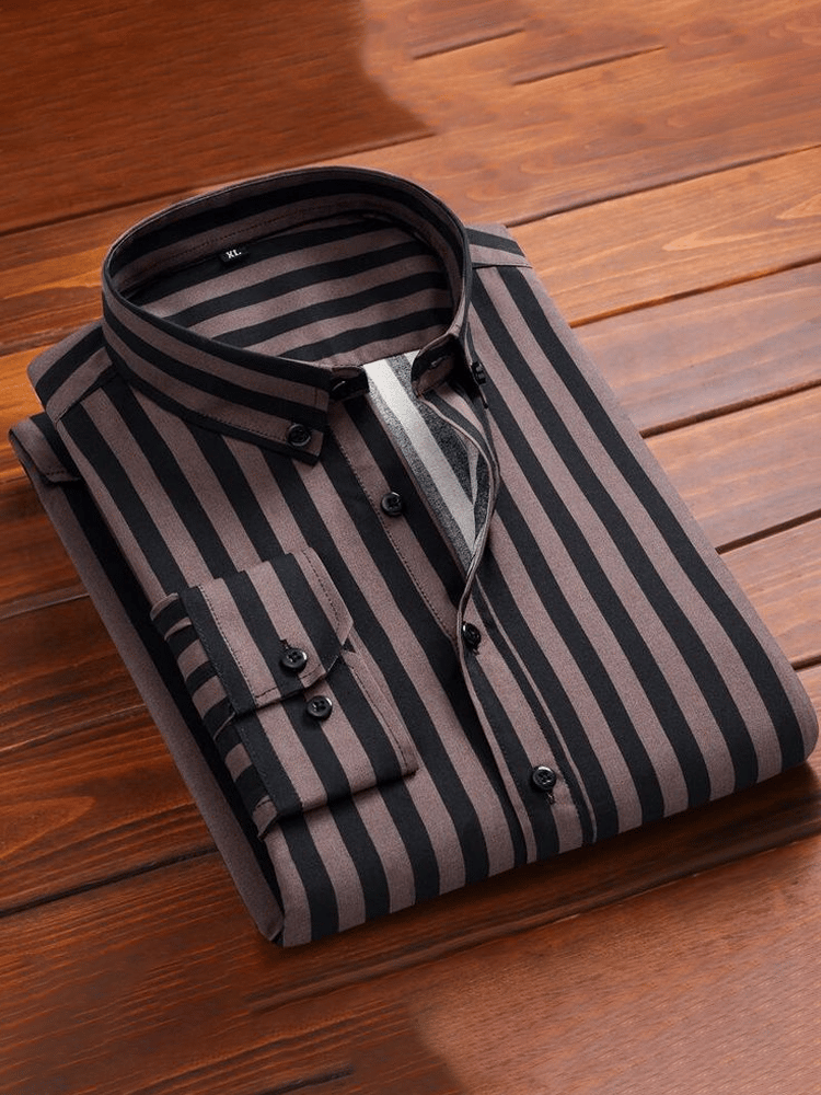 Camisa de lujo Romantic Contrast Color estampado de manga larga para hombre