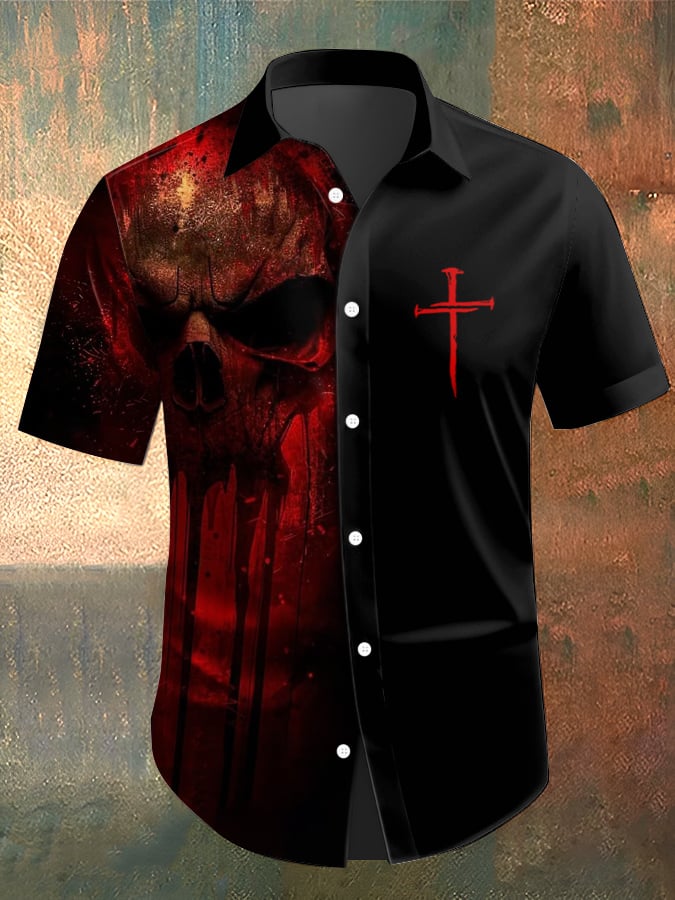Camisa Skull estampado casual para hombre