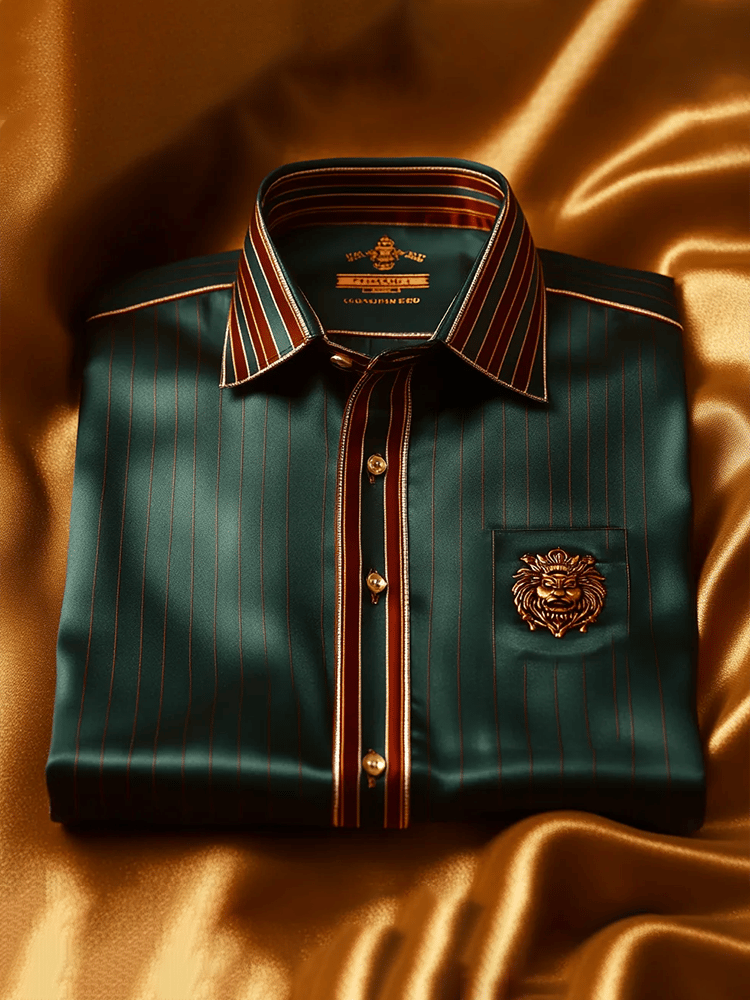 Camisa satén Luxe estampado de manga corta Button para hombre