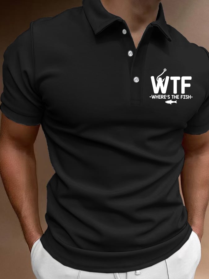 Camisa polo WTF - Where's The Fish estampado Contrast casual para hombre