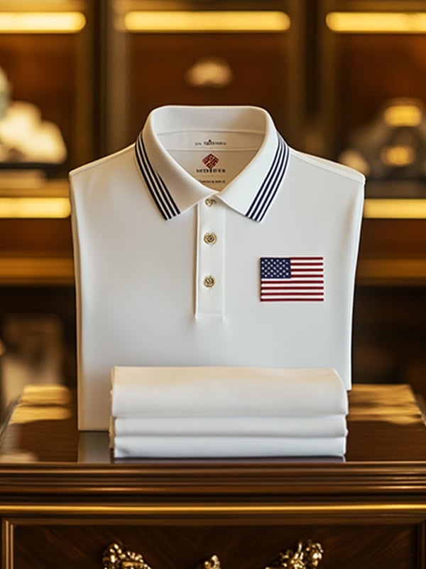 Camisa polo clásico ejecutivo Flag Independence Day de manga corta para hombre