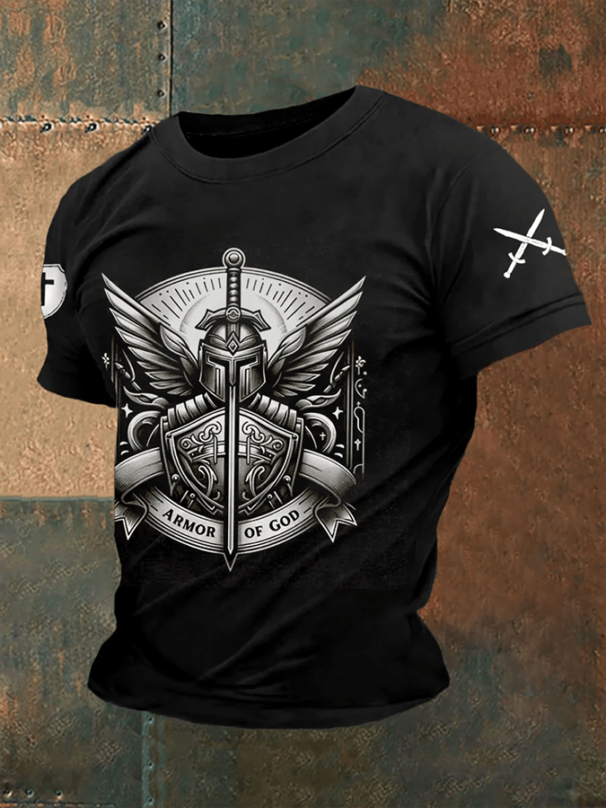 Armor Of God estampado casual Tee para hombre