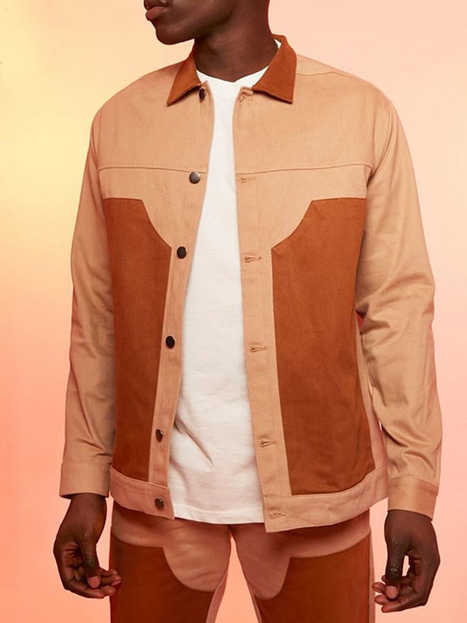 Chaqueta de moda Contrast Color holgado para hombre