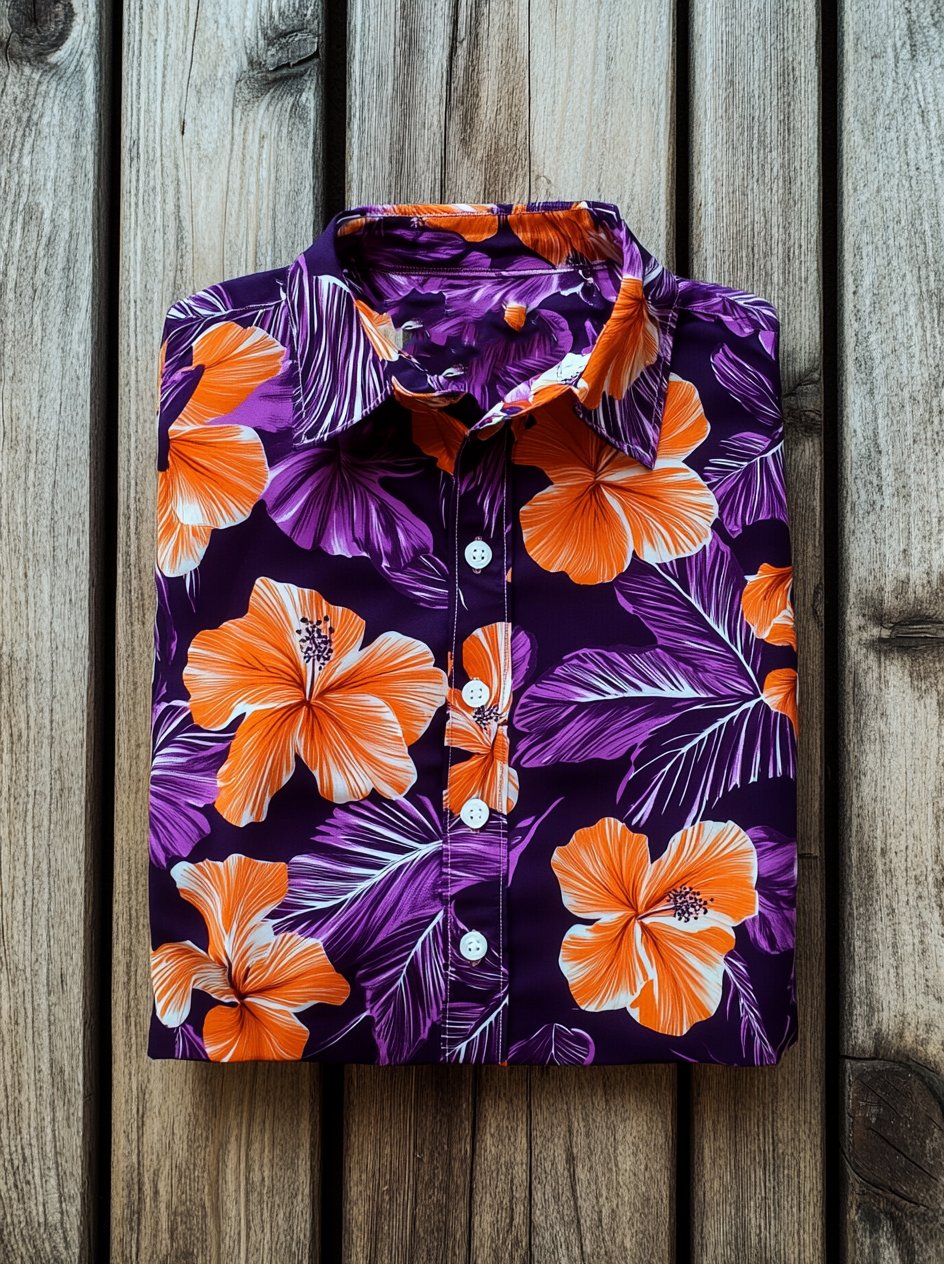 Camisa solapa hawaiano retro casual Vacation de manga corta para hombre