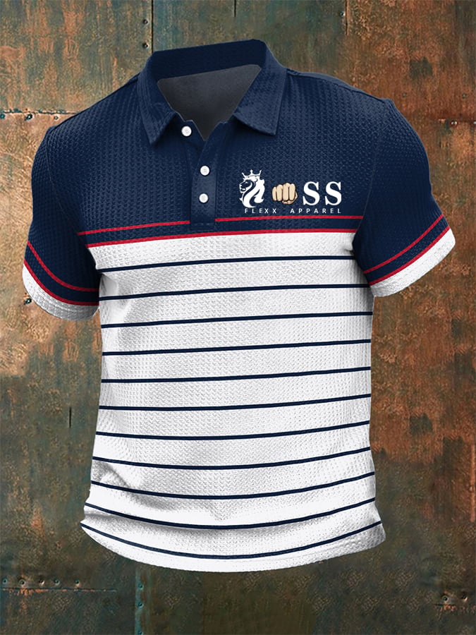 Casual ejecutivo Waffle de manga corta Polo para hombre