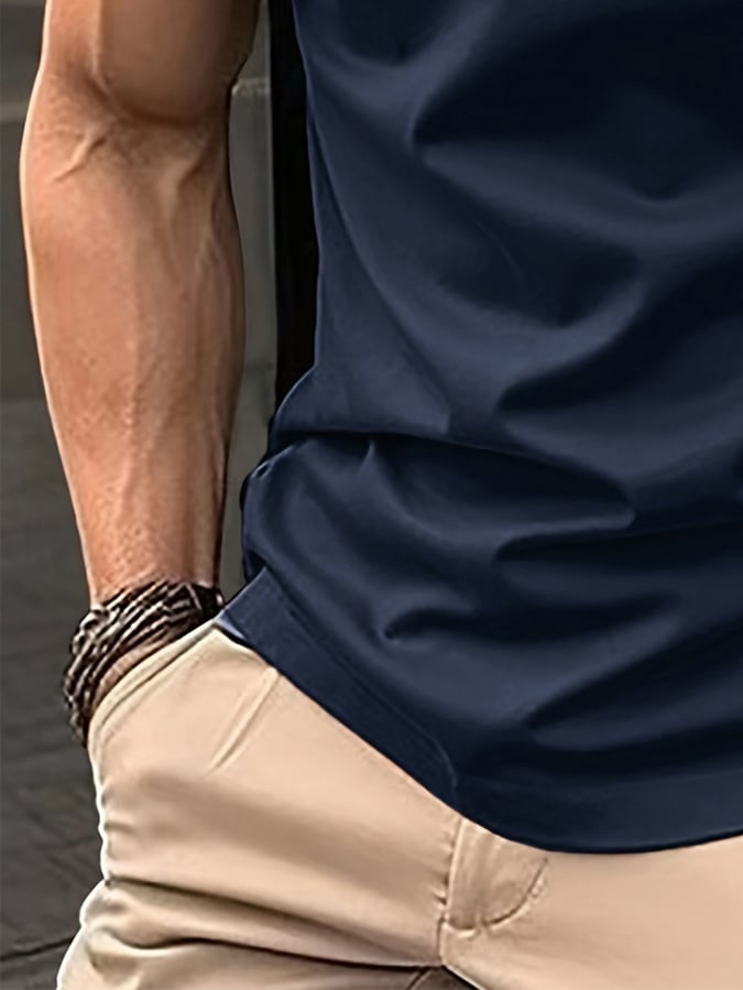 Camisa polo retro Flag estampado para hombre