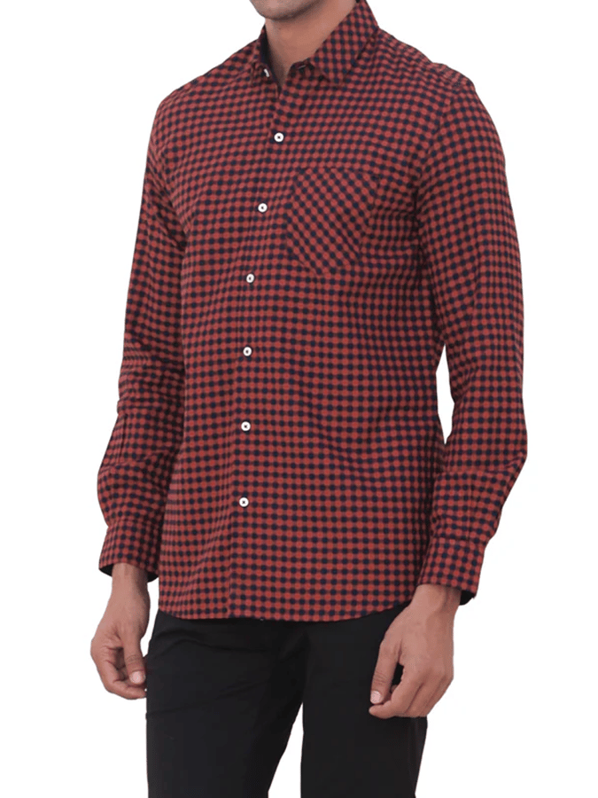 Camisa a cuadros Design bolsillo ejecutivo casual de manga larga para hombre