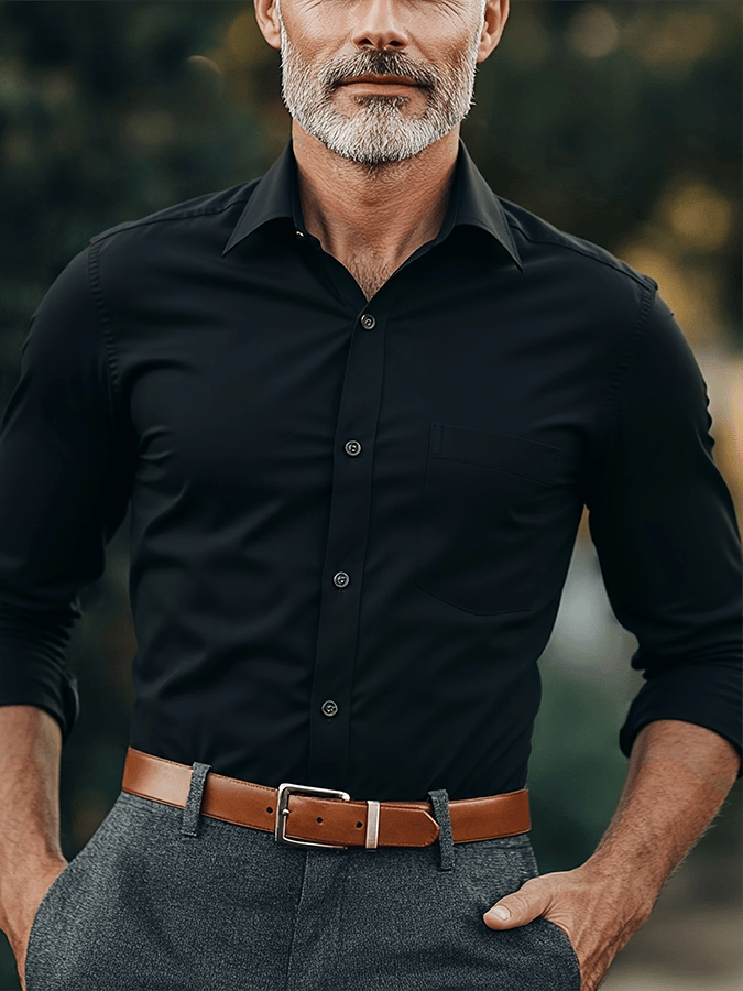 Camisa retro ejecutivo Design estampado bolsillo casual para hombre