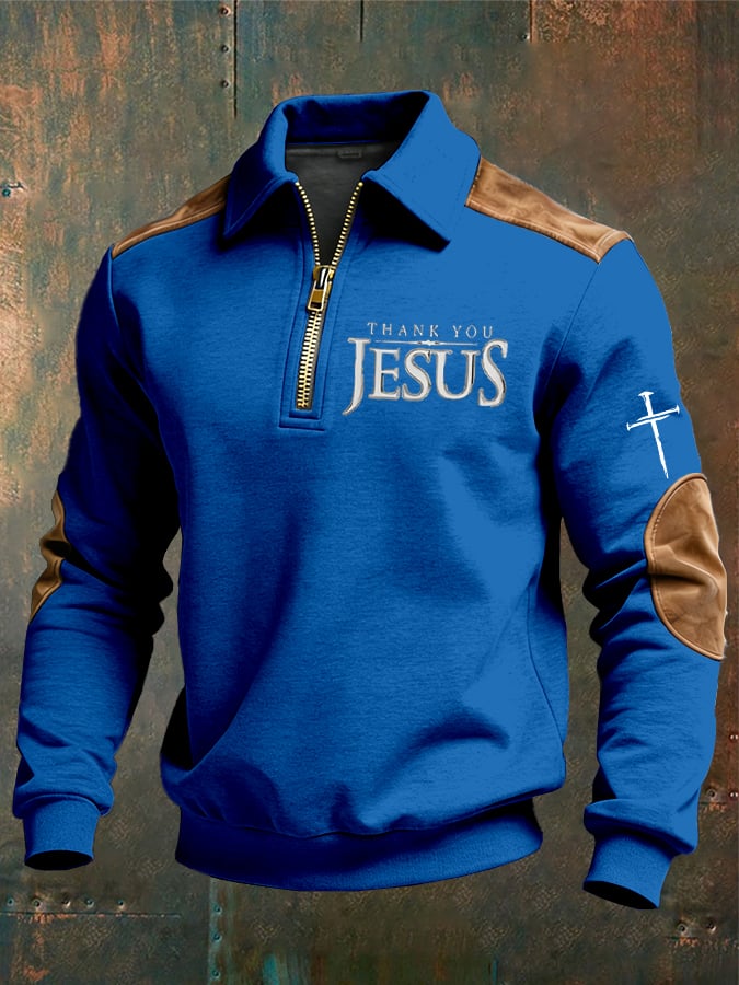 Sudadera vintage Faith “Thank You Jesus” Design estampado casual Zipper -Fast Shipping para hombre