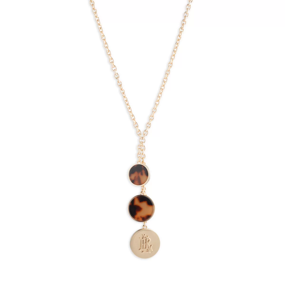 Tortoise Logo Gold Tone Y Necklace - 1