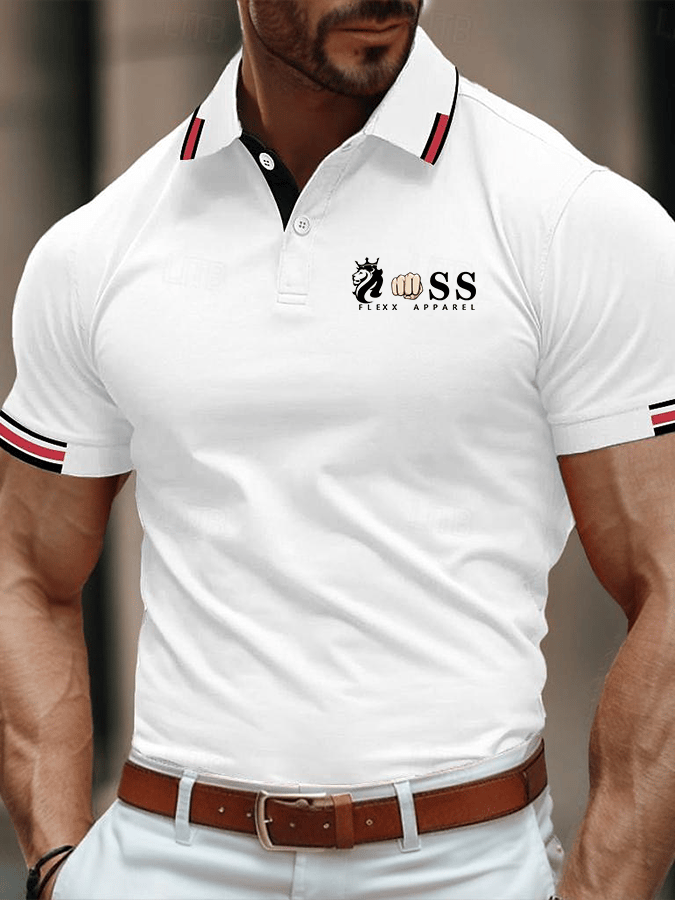 Camisa polo elegantee Letter estampado casual para hombre