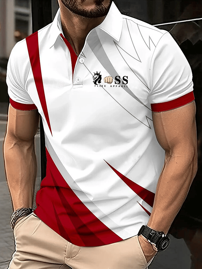 Camisa polo elegantee Letter estampado casual para hombre