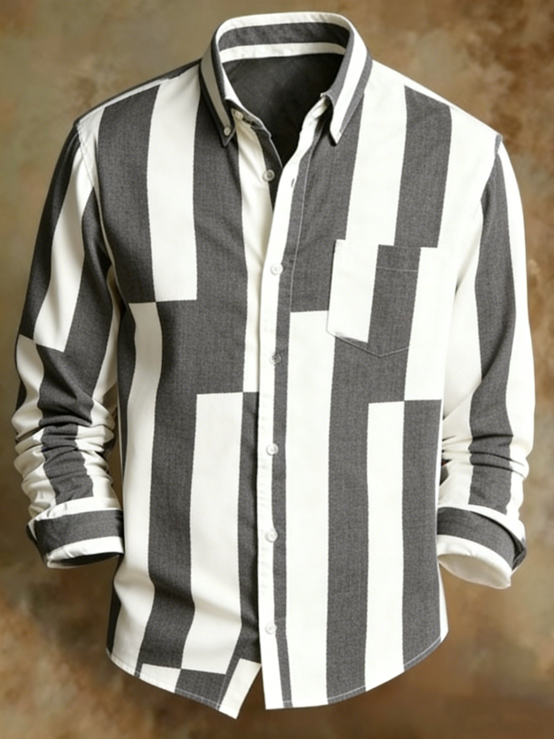 Camisa retro Abstract Art estampado diseño ejecutivo Style para hombre