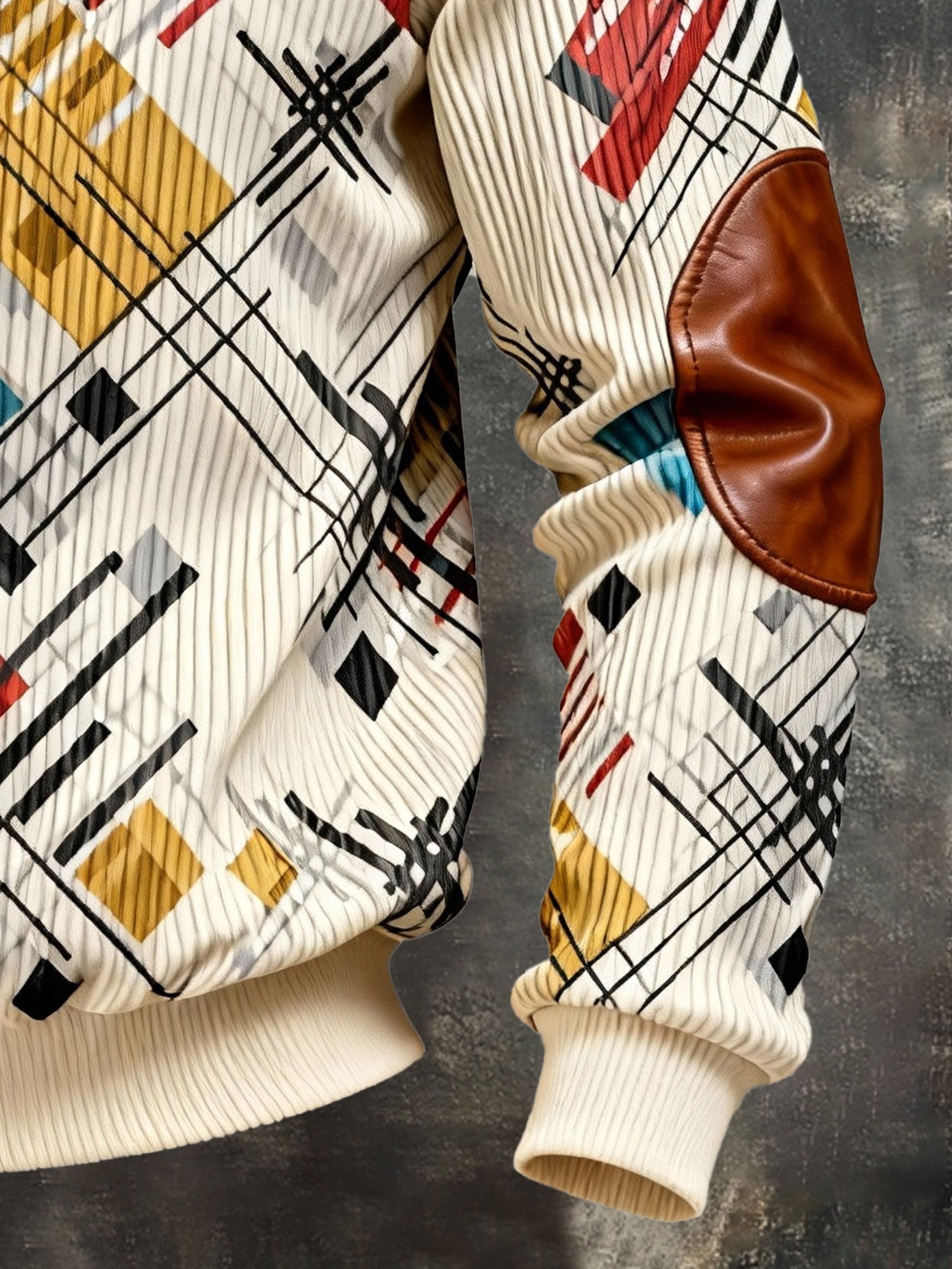 Sudadera vintage Color-Block estampado con cierre con gorrasucha para hombre
