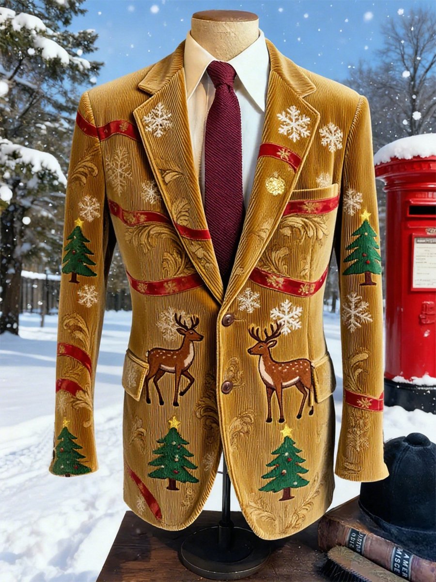 Saco vintage casual Christmas Party pana para hombre