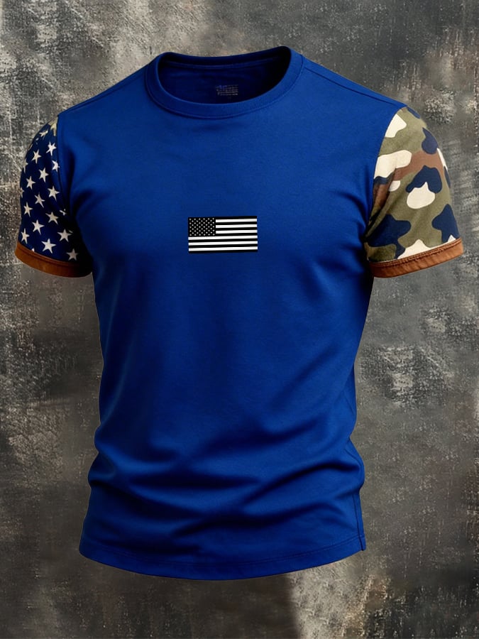 Camiseta retro Patriot camuflaje Patchpara trabajo para hombre
