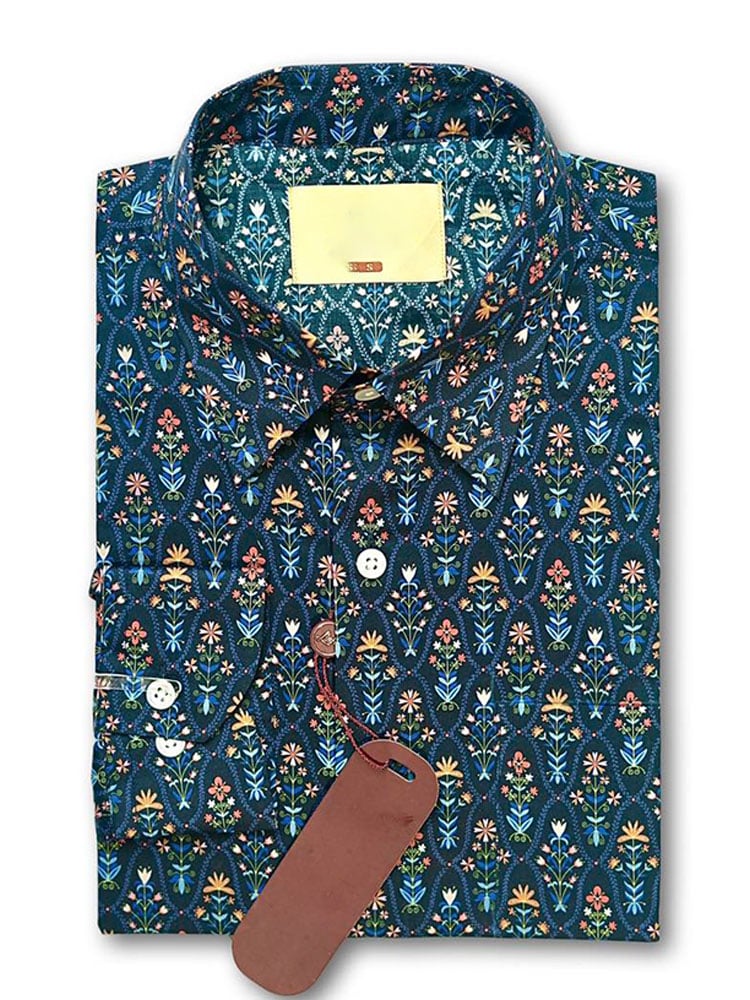 Camisa Western vintage estampado Waffle de manga corta para hombre