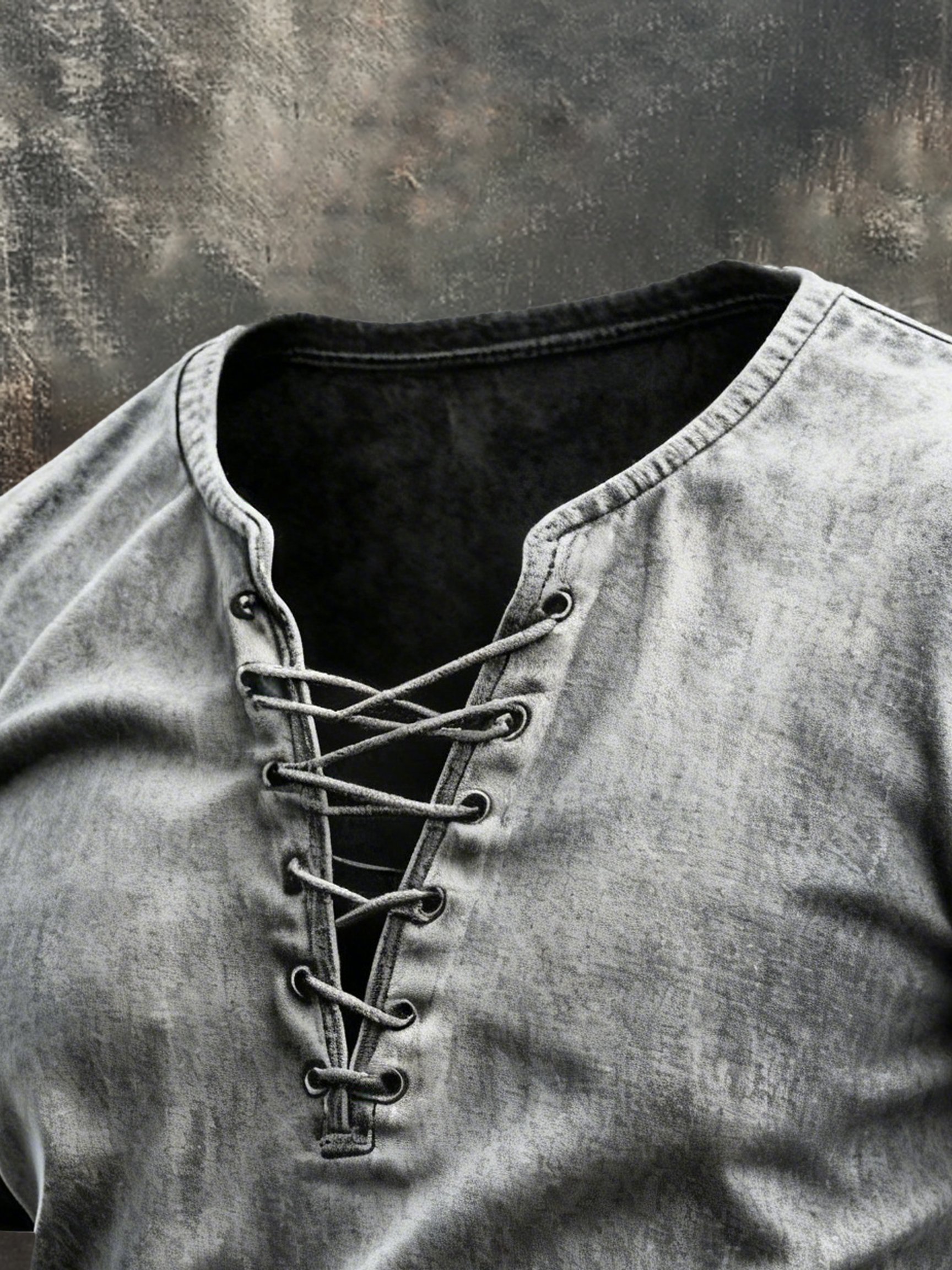 Camiseta vintage Washed Tie-Up de manga corta para hombre