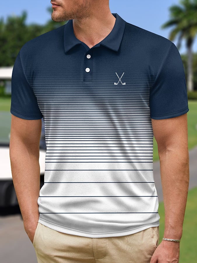 Camisa polo de modaable geométrico de manga corta para hombre