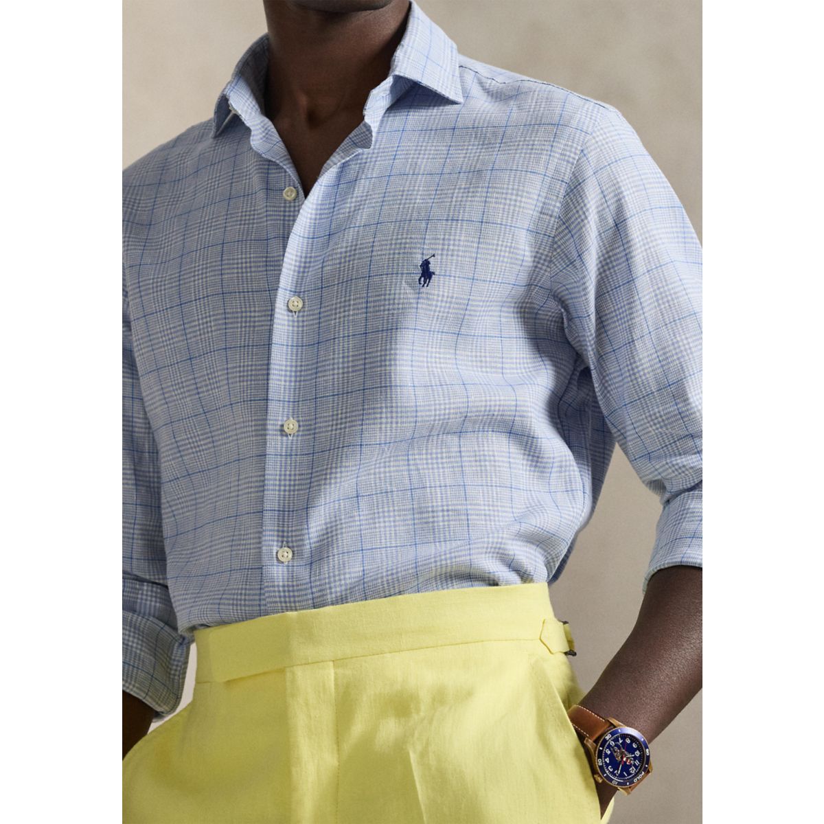 Classic Fit Checked Linen-Blend Shirt - 3