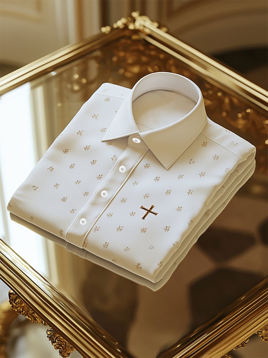Camisa ejecutivo casual Cross estampado de manga larga para hombre
