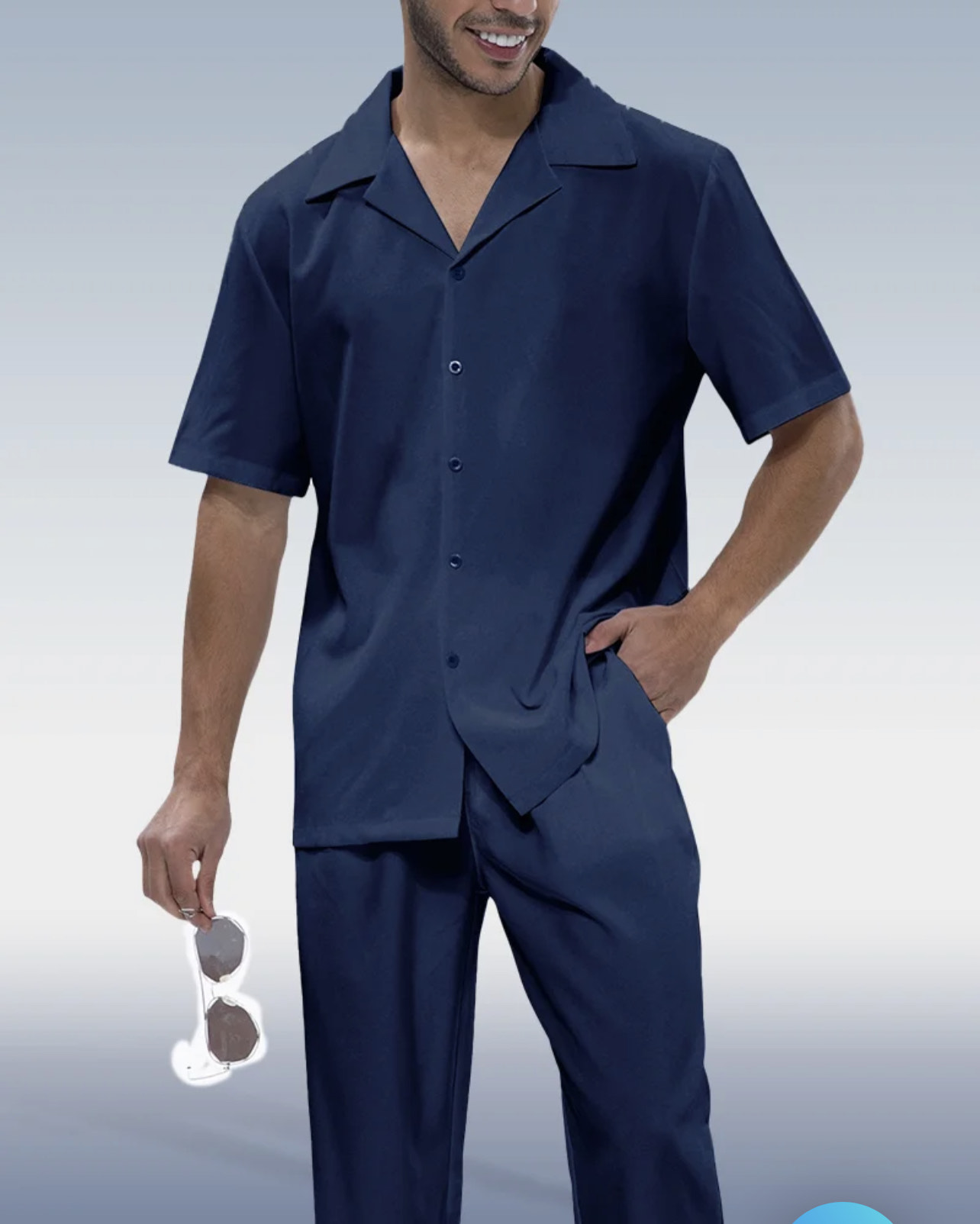 Rianmond Dark blue de manga corta Walking Suit 528 para hombre
