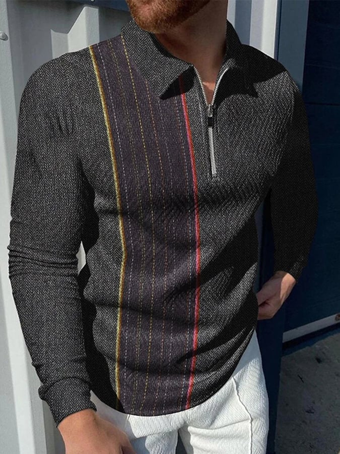 Camisa polo de moda estampado estampado solapa Pullover de manga larga