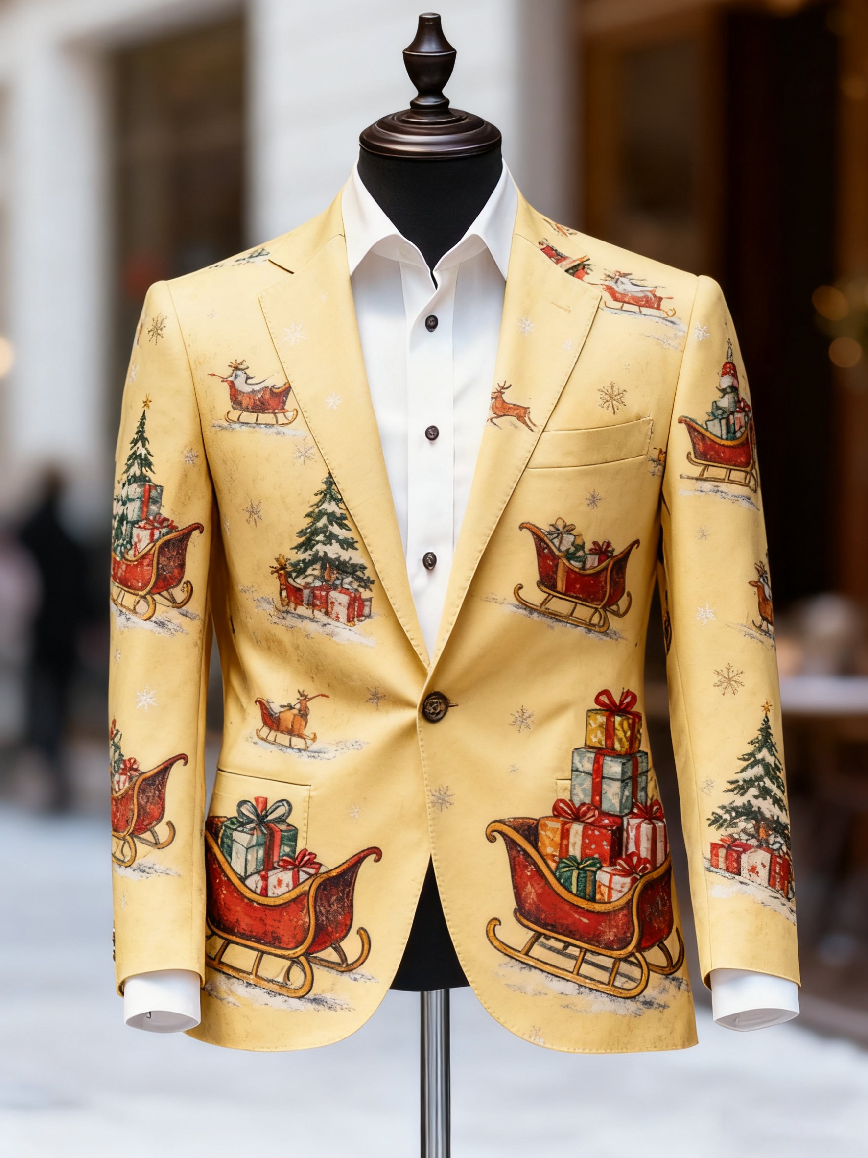 Christmas casual estampado Large bolsillo sacos para hombre