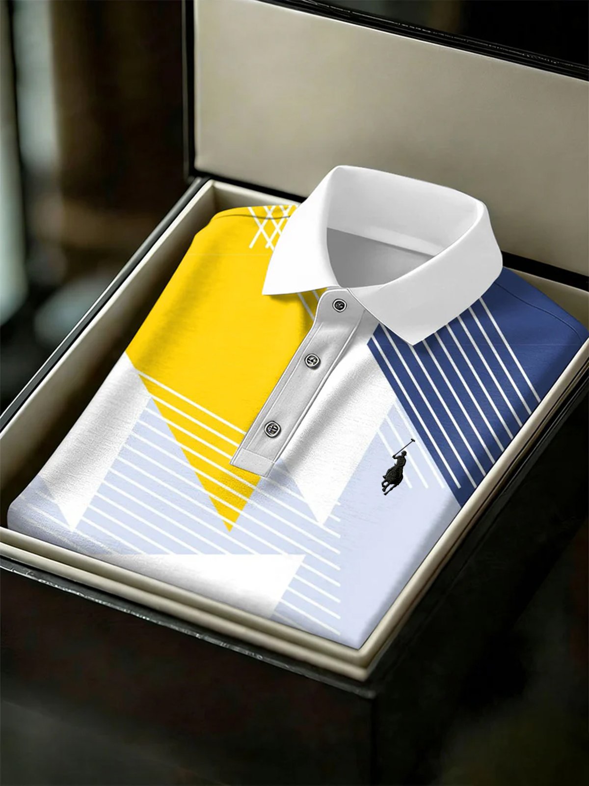 Camisa polo ejecutivo Style estampado de manga corta para hombre