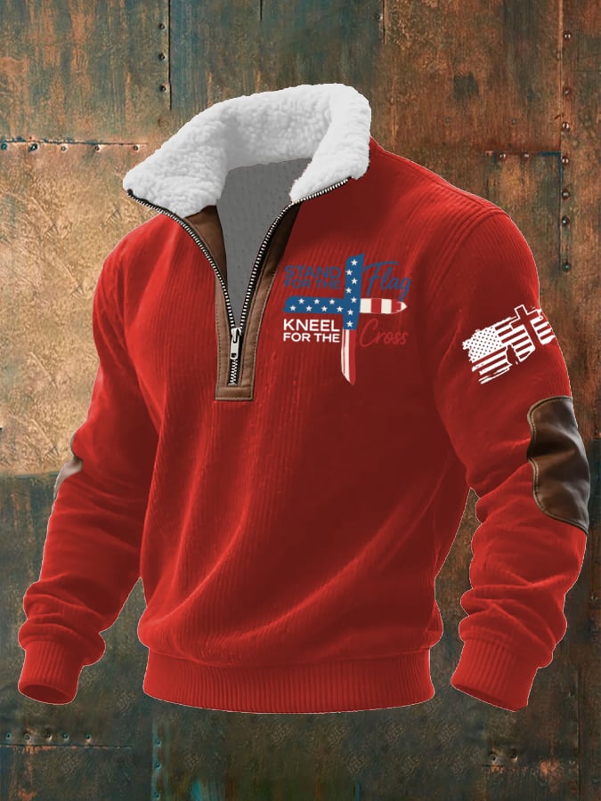 Sudadera I Stand For The Flag I Kneel for The Cross Faith estampado con gorrasucha para hombre