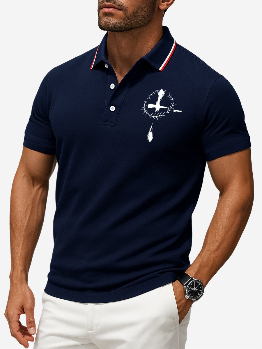 Camisa polo ejecutivo casual Button de manga corta para hombre